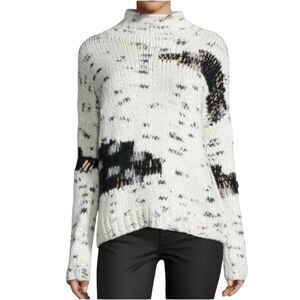 LINE Mixed Knit Chunky Heavy Slouch‎ Mock Neck M Sweater Athleisure Resort Lodge